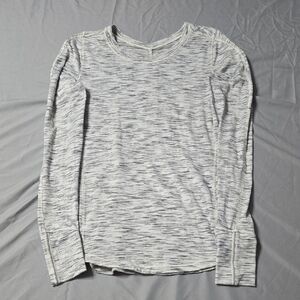 Lululemon Athletica White and Gray Knit Long Sleeve Top